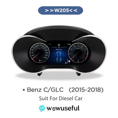 Détail du montage du cockpit virtuel Mercedes W205 dans son logement d'origine