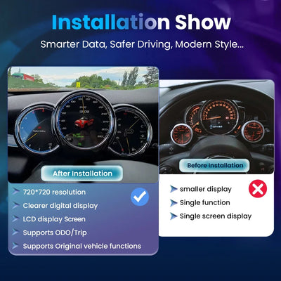 Profil du cockpit virtuel Mini Cooper montrant l'épaisseur du boîtier