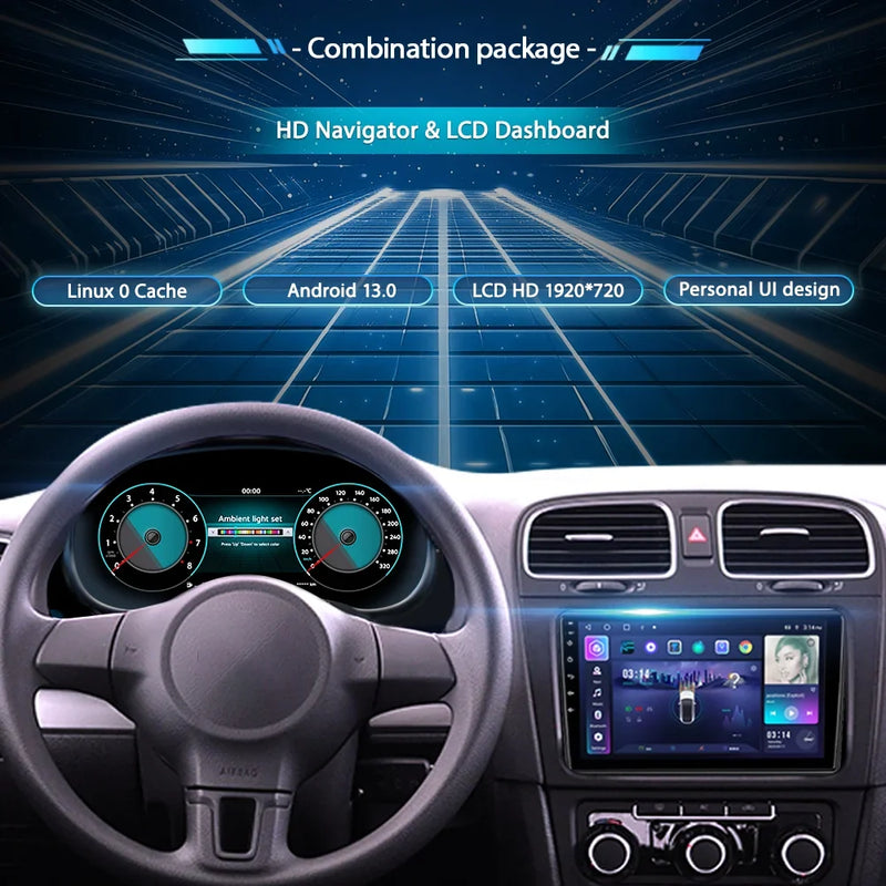 Combiné numérique Skoda Superb 2 vue de face, dalle 12,3 pouces installée