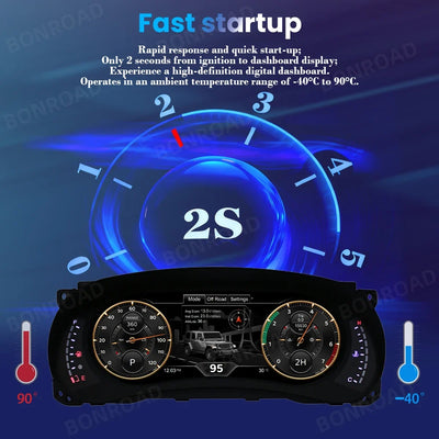 Compteur digital Jeep Wrangler JK vue de trois quarts sur fond studio