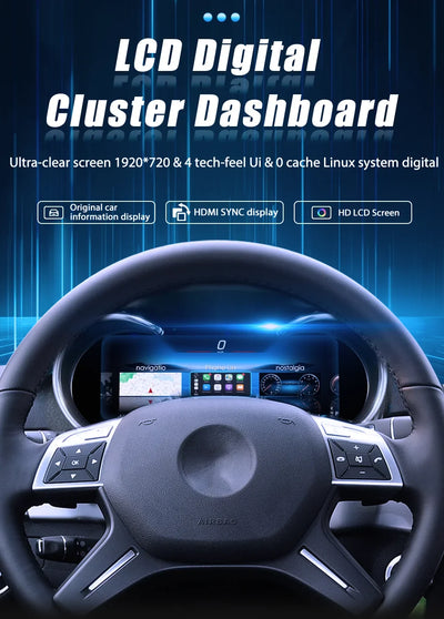 Profil du compteur digital Mercedes GL X164 montrant l'épaisseur du boîtier