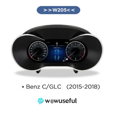 Gros plan sur l'affichage du compteur digital Mercedes GLC version Diesel