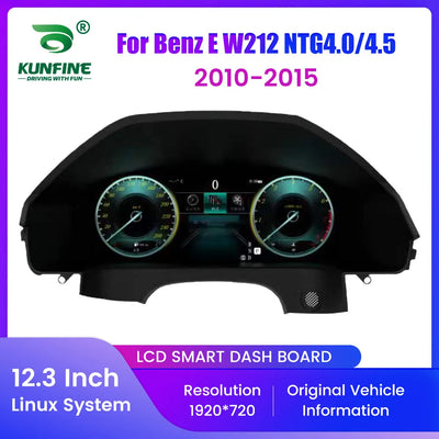 Compteur digital Mercedes Classe E W212 vue de face, dalle 12,3 pouces installée