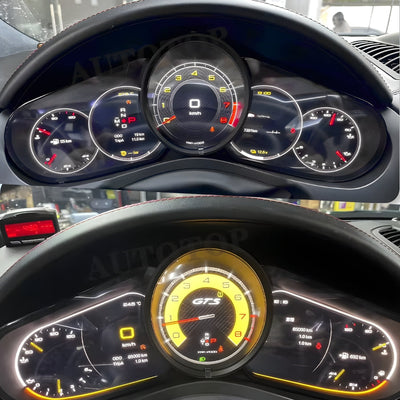 Profil du compteur digital Porsche 911 montrant l'épaisseur du boîtier