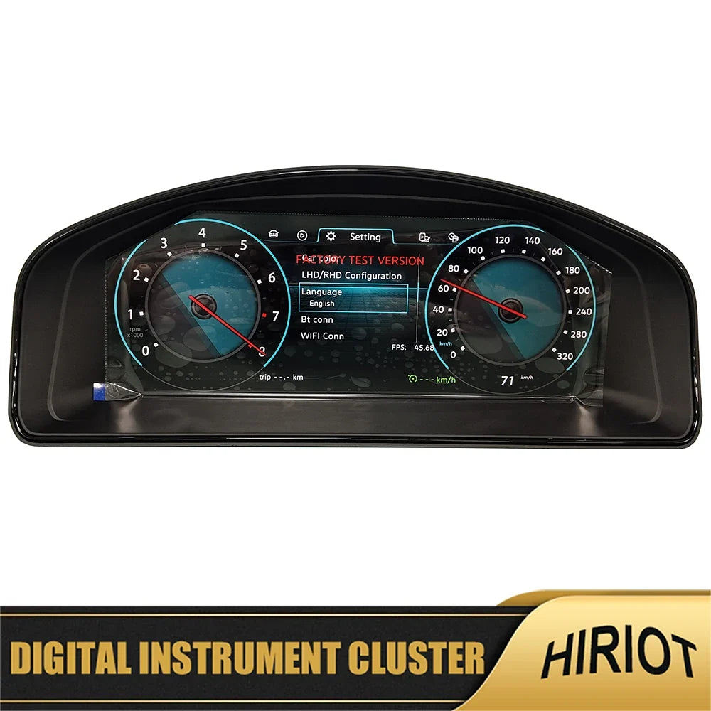 Compteur digital VW Transporter T5 T6 vue de face, dalle 12,3 pouces installée