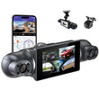 Dashcam Voiture 360° 4 Caméras 1080P – Écran, Objectifs Orientables, GPS, Wi-Fi, SD 128 Go