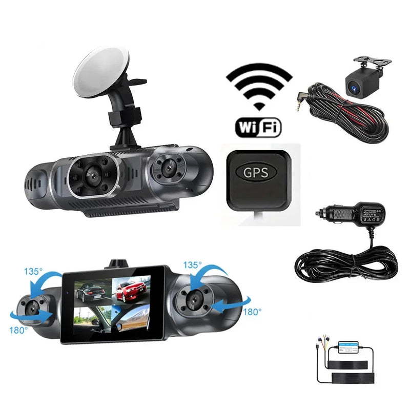 Dashcam 360 4 caméras 1080P WiFi GPS voiture