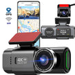 Dashcam 4K HDR GPS Wi-Fi – Avant Arrière, Kit de Câblage 24 h, Carte SD 128 Go