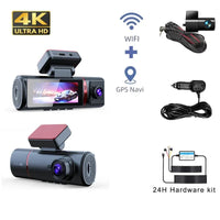 Dashcam Voiture 4K Avant Intérieur Arrière – 3 Objectifs, WiFi, GPS, vue 2