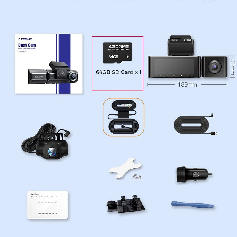 Dashcam pare-brise 4K triple objectif GPS WiFi