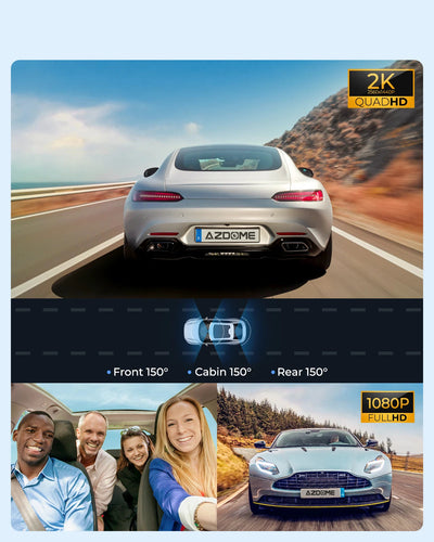 Dashcam 4K triple détection mouvement carte 64 Go