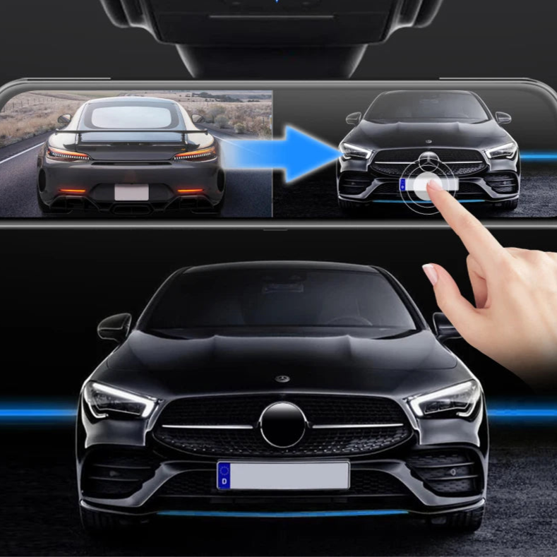 Rétroviseur Dashcam Full HD 1080P – Écran Tactile 10 Pouces, Avant Arrière, Carte SD 128 Go, vue 3
