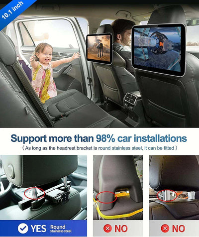 Écran Appui-Tête Android IPS 10 Pouces CarPlay WiFi Bluetooth