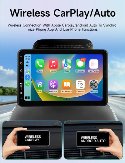 Écran Appui-Tête Android IPS 10 Pouces CarPlay WiFi Bluetooth