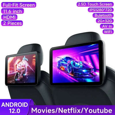 Écran Appui-Tête Android IPS 10 Pouces CarPlay WiFi Bluetooth