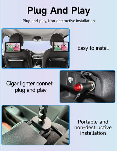 Écran Appui-Tête Android IPS 10 Pouces CarPlay WiFi Bluetooth