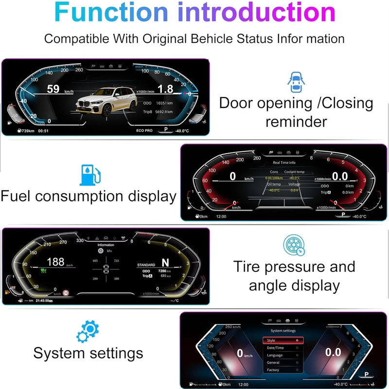 Compteur Digital CarPlay BMW F20 F22 X1 F48 X2 F39 – Écran 10 pouces, avec ou sans HUD, vue 3