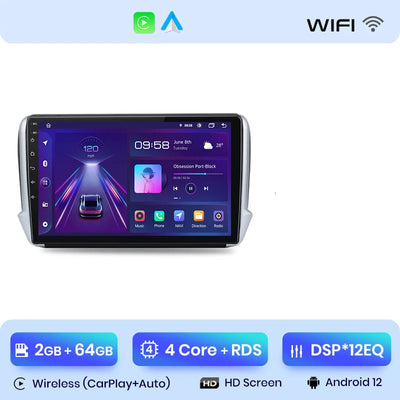 Écran Peugeot 208 9 pouces IPS CarPlay GPS