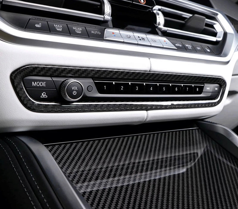 Garniture Carbone BMW M3 G80 et M4 G82 – 2 cadres de console centrale et d'éclairage, vue 4