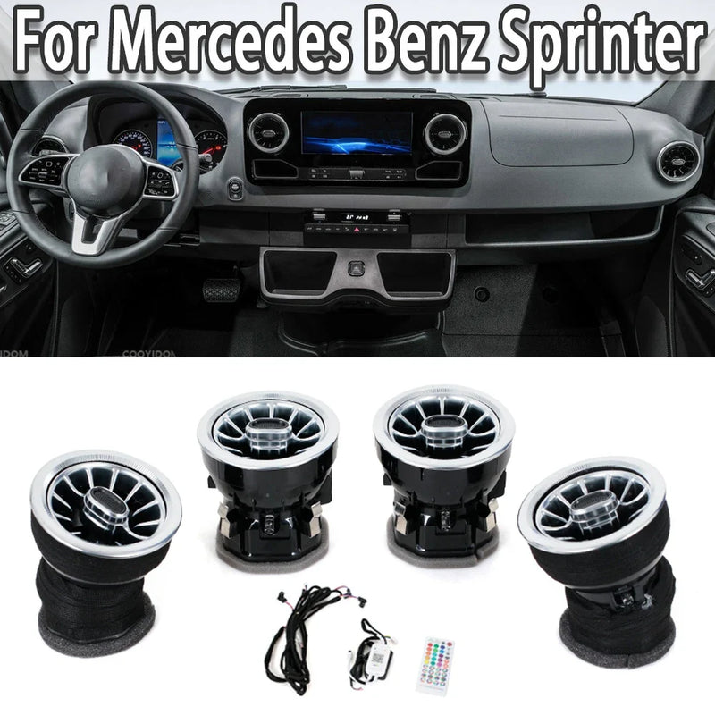 Bouches d'Aération Turbine Mercedes Sprinter – Lot de 4 avec boîtier de commande et télécommande