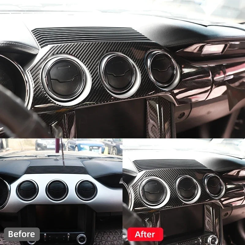 Sticker Tableau de Bord Ford Mustang GT (2015-2020) – Aspect carbone rouge ou noir, vue 4