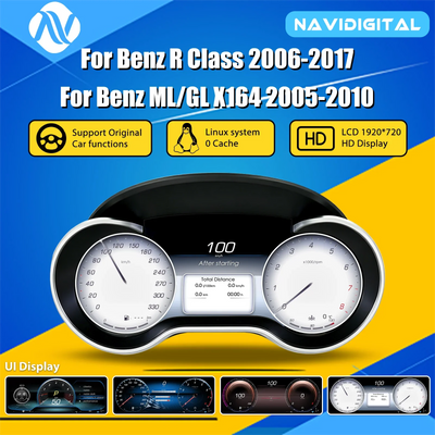 Tableau de bord Mercedes ML W164 vue de face, écran LCD installé
