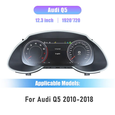 Détail du montage du tableau de bord numérique Audi Q5 dans son logement d'origine