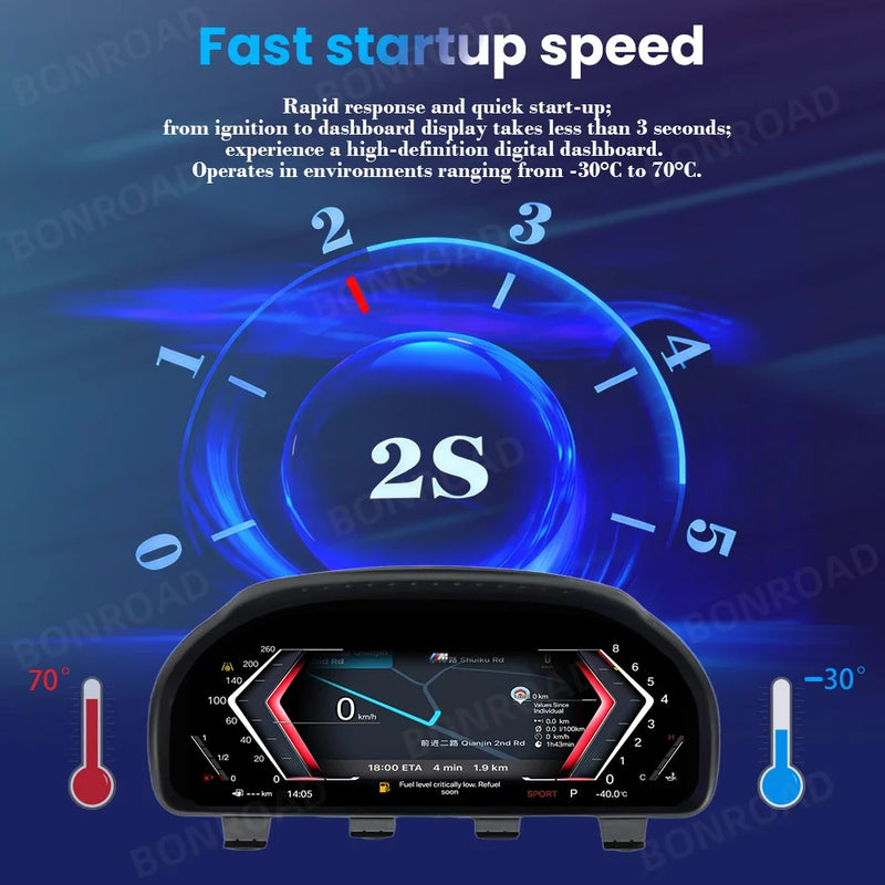Compteur Digital CarPlay BMW X3 X4 X5 X6 (F25 F26 F15 F16) – Écran 12,3 pouces, sans HUD, vue 5