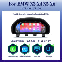 Compteur Digital CarPlay BMW X3 X4 X5 X6 (F25 F26 F15 F16) – Écran 12,3 pouces, sans HUD, vue 8