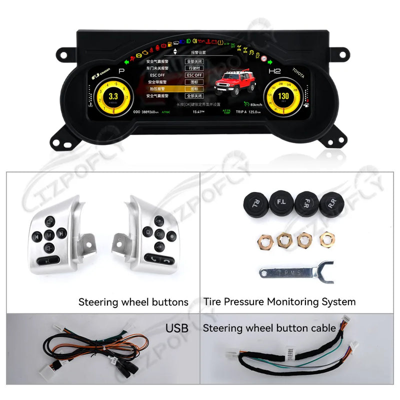 Accessoire Toyota Land Cruiser FJ vue de face, combiné numérique installé