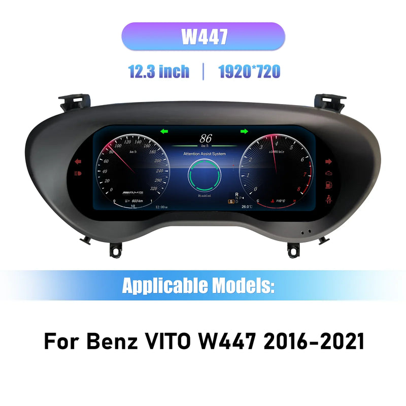 Compteur Digital Mercedes Vito W447 (2016-2021) – Écran LCD 12,3 pouces, 8 styles d'affichage, vue 7
