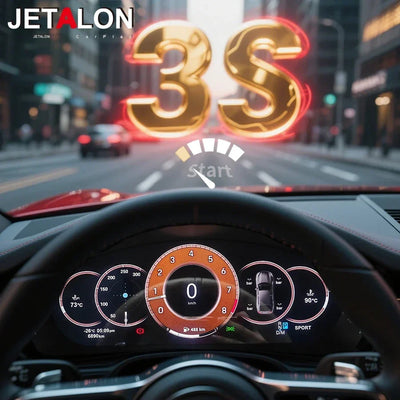 Gros plan sur l'affichage du tableau de bord numérique Panamera, navigation CarPlay