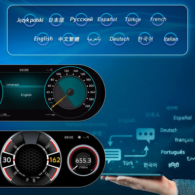 Tableau de bord numérique Skoda Octavia monté sur véhicule, vue depuis le siège conducteur