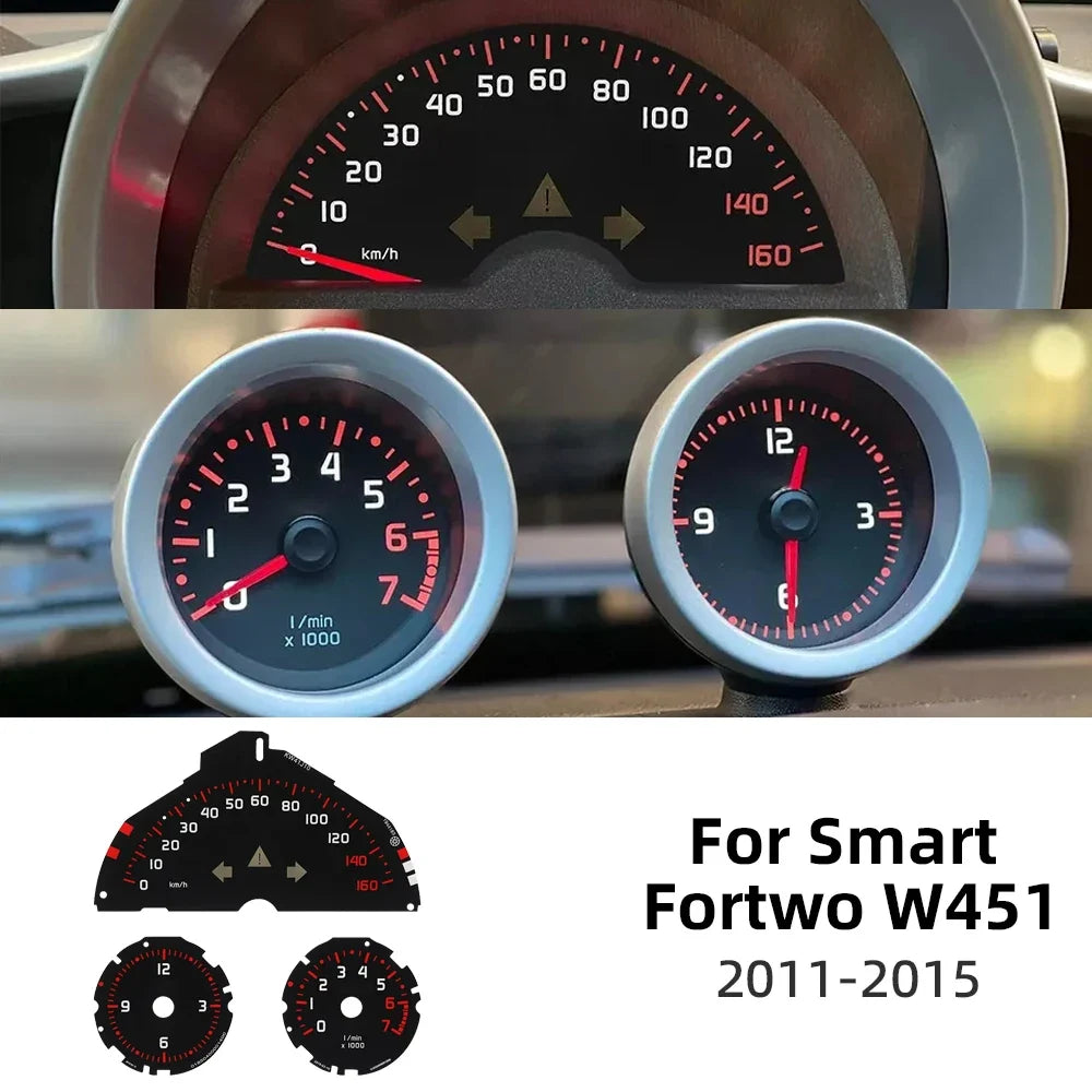 Smart Fortwo 451 Compteur de Vitesse Style Course, Kit 3 Pièces