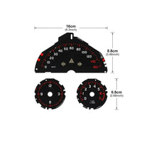 Habillage Compteur Smart Fortwo 451 (2011-2015) – Style course, kit 3 cadrans, vue 2