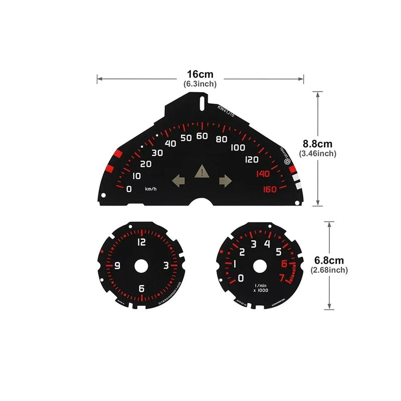 Smart Fortwo 451 Compteur de Vitesse Style Course, Kit 3 Pièces