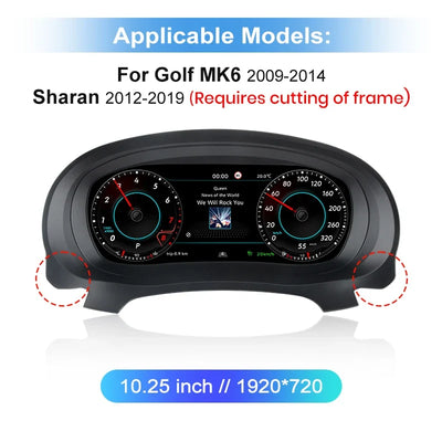 Tableau de Bord Numérique LCD pour VW Passat Golf Tiguan