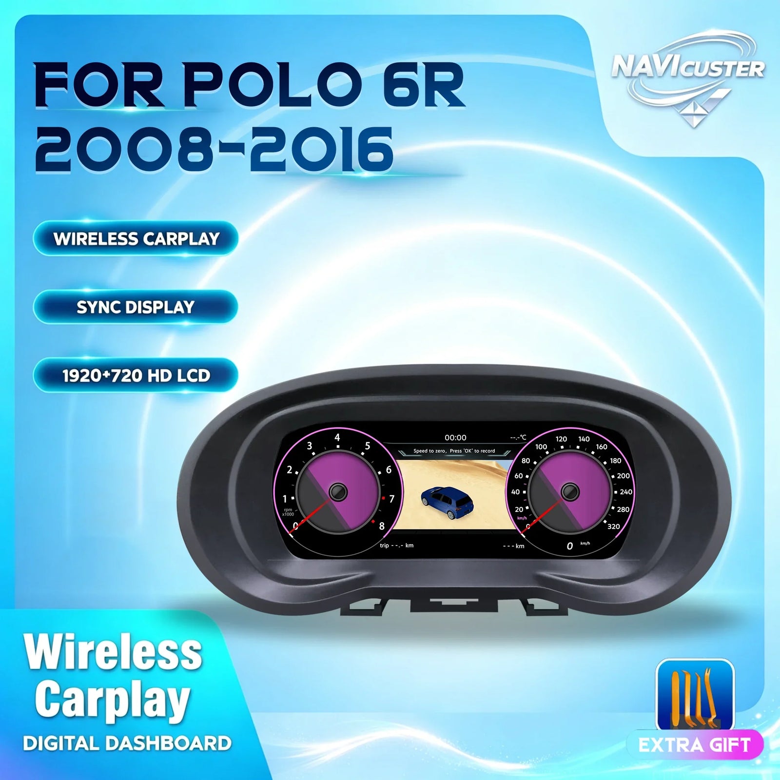 Volkswagen Polo 6R Vento Tableau de Bord Numérique 9 pouces CarPlay