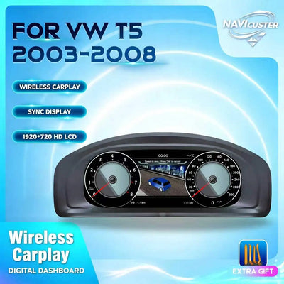Navicluster Compteur Digital 12,3" pour VW Transporter T5 Multivan