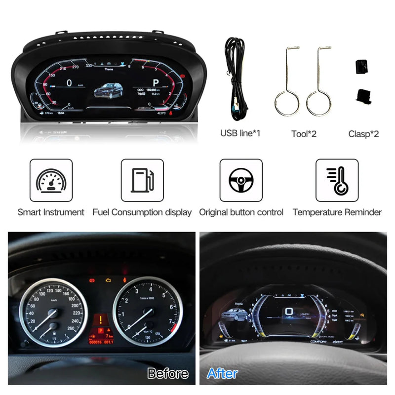 Compteur Digital BMW X5 E70 X6 E71 (2006-2013) – Écran IPS 12,3 pouces, vue 2