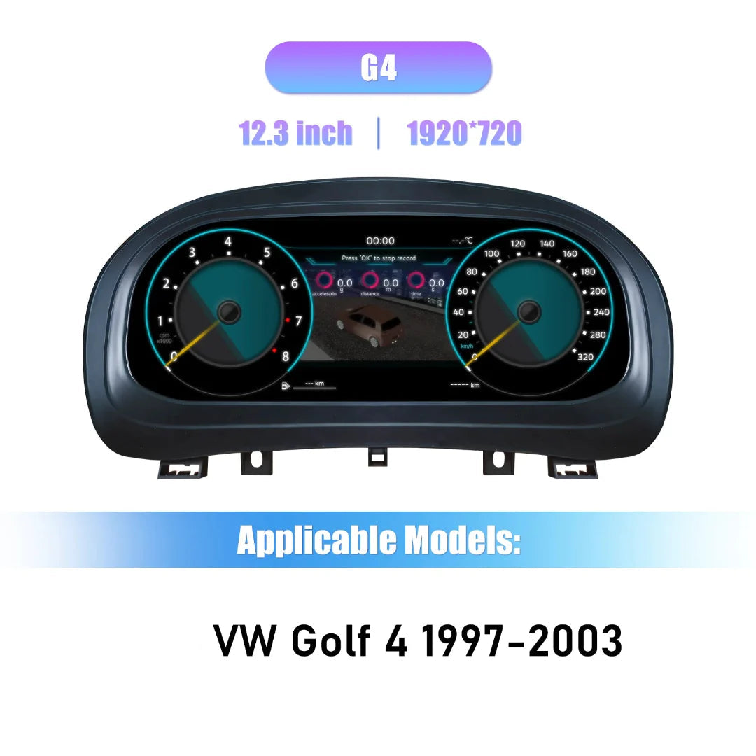 Compteur Digital Volkswagen Golf 4 (1997-2003) – Écran 12,3 pouces, 1920 x 720