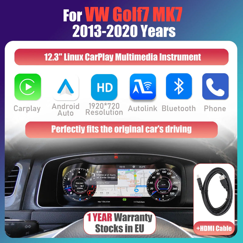 Compteur Digital Volkswagen Golf 7 (2013-2020) – 12,3 Pouces, CarPlay sans fil, avec ou sans HDMI, vue 9
