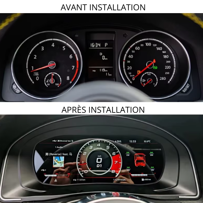 Virtual Cockpit Scirocco compteur digital au rendu OEM